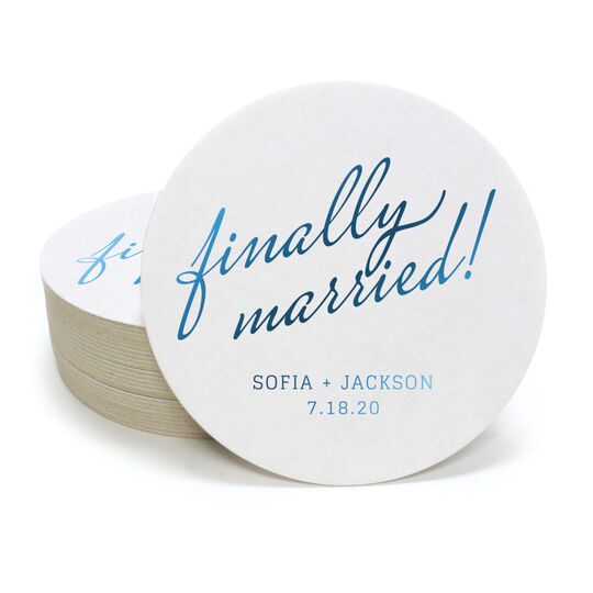 Expressive Script Finally Married Round Coasters